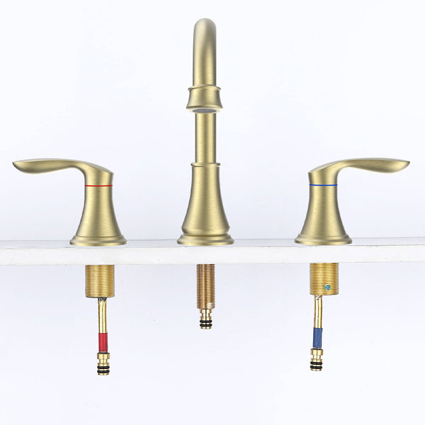 English Elm 2-Handle Brushed Gold Widespread Bathroom Sink Faucet With 360° Swivel Spout For Elegant Style T3177P277513
