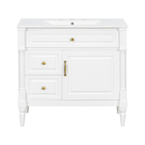 English Elm 36" Bathroom Vanity With Ceramic Sink, Durable Rubberwood Frame, Smart Storage & Modern Design N725P356064K