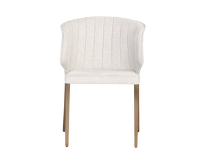 Sunpan Zayden Dining Chair - Modern Belfast Oatmeal Fabric, Gold Stainless Steel Legs, Stylish Comfort