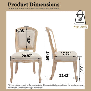 English Elm French Country Dining Chairs Set Of 2 - Stylish Upholstered Design, Fan-Back Comfort For Any Space W3426P324536