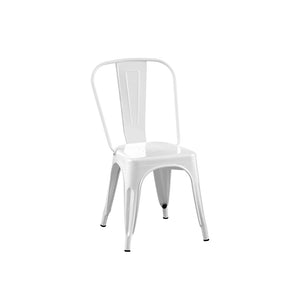 English Elm Set Of 2 High Gloss White Metal Dining Chairs - Stackable, Lightweight, Easy-Clean For Indoor/Outdoor Use B347P383401-GIGA