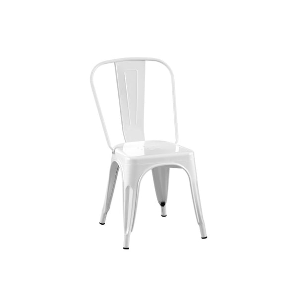 English Elm Set Of 4 Stackable High Gloss White Metal Dining Chairs - Lightweight, Easy-Clean, Modern Design! B347P383398-GIGA