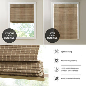 English Elm Bamboo Light Filtering Roman Shade 64"L - Eco-Friendly Natural Window Treatment For Privacy & Style B035129688