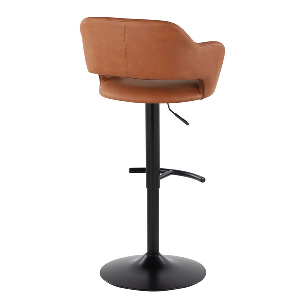 English Elm Margarite Adjustable Barstool Set Of 2 In Black Metal & Brown Faux Leather - Modern Comfort & Style B202S00964