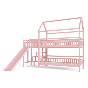 English Elm Full Bunk Bed with Trundle Bookshelf Storage Pine Frame Car Design for Kids W1580S00302