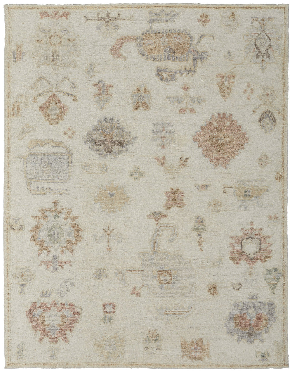 Feizy Rugs Grafton Hand-knotted Wool Rug: Luxurious Floral Design With Afghan Craftsmanship For Elegant Spaces Ivory,Orange,Gray Wool Gft69flfivymltj55