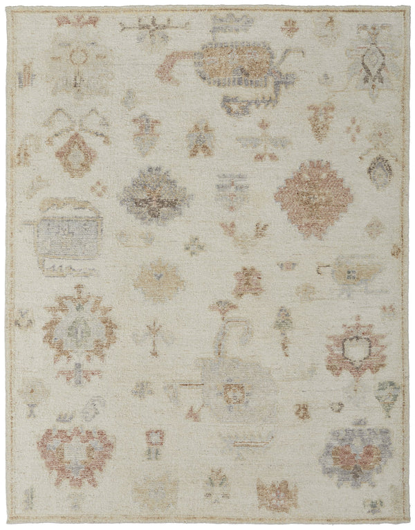 Feizy Rugs Grafton Hand-knotted Wool Rug: Luxurious Floral Design With Afghan Craftsmanship For Elegant Spaces Ivory,Orange,Gray Wool Gft69flfivymltj55