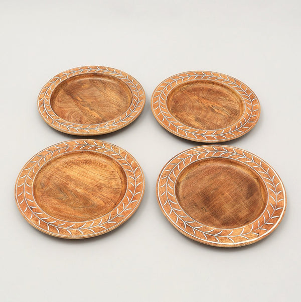 English Elm Handcrafted 13" Wooden Charger Plate - Eco-Friendly Artisan Tableware For Elegant Dining & Decor B346P321284