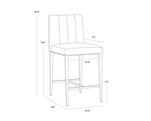 Sunpan WILBUR Counter Stool - Ivanhoe Mineral Faux Leather with Steel Legs, Modern Comfort & Style 112521