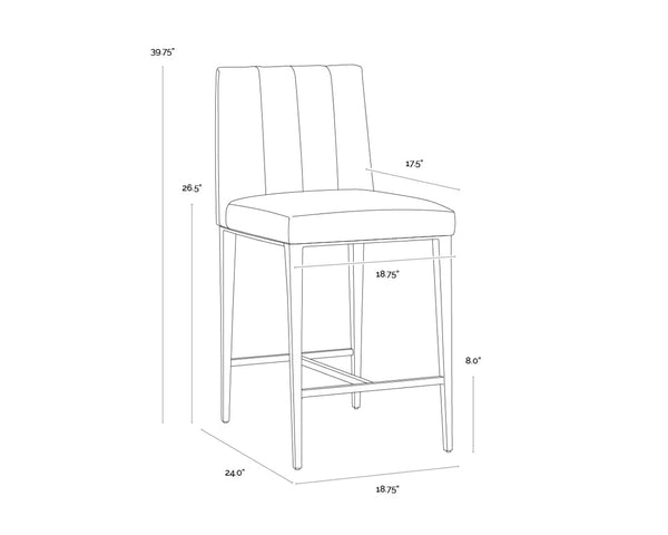 Sunpan WILBUR Counter Stool - Ivanhoe Mineral Faux Leather with Steel Legs, Modern Comfort & Style 112521