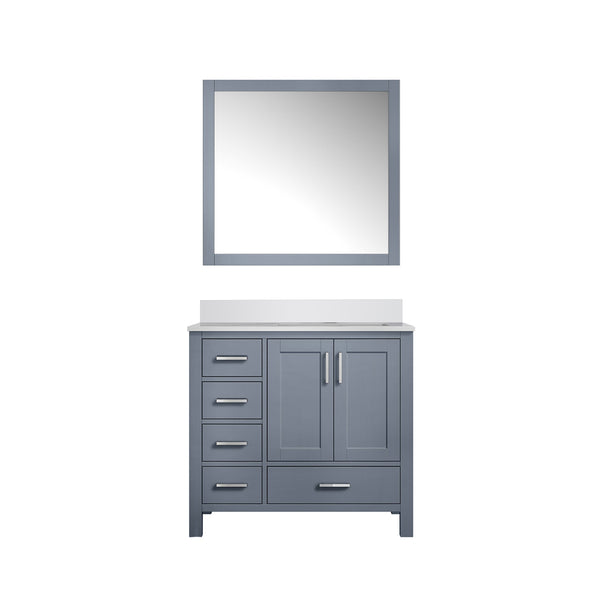 English Elm Dark Grey Bath Vanity Set With Cultured Marble Top, Soft-Close Drawers & Coordinating Mirror Included B2731S00783