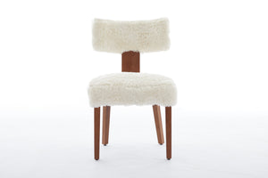 English Elm 064-Set Linen Fabric Modern Armless Dining Chairs with Curved Back & Solid Light Brown Legs for Stylish Comfort Ivory W527P292120