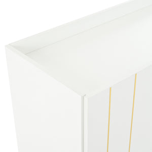 English Elm ON-TREND Luxurious Modern Shoe Cabinet with Gold Accents and 4 Adjustable Shelves for Versatile Storage White N721P191139K