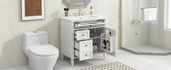 English Elm 30'' Modern Bathroom Vanity With Ceramic Sink, Soft-Close Drawers & Stylish Storage Cabinet Solutions N710P206904Z