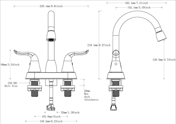 English Elm Bathroom Sink Faucet Dual Handle Widespread Design with Pop up Drain and Supply Lines B2724P501238