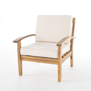 English Elm Christopher Knight Home® - Peyton Club Chair - Stylish Outdoor Seating With Durable Acacia Frame & Water-Resistant Cushions 57973.00BEI