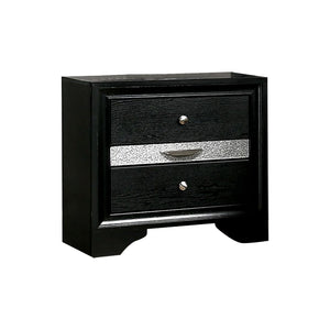 English Elm 3 Drawers Wooden Nightstand In Sleek Black Finish With Pewter Knobs - Stylish Storage Solution! B016P251507
