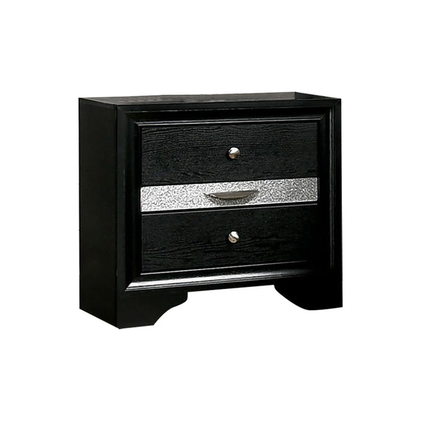 English Elm 3 Drawers Wooden Nightstand In Sleek Black Finish With Pewter Knobs - Stylish Storage Solution! B016P251507