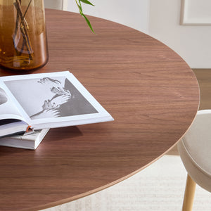 English Elm 47.24'' Round Modern MDF Dining Table for 4-8 Guests — Durable Eco-Friendly Top, Easy Assemble Walnut W876S00287