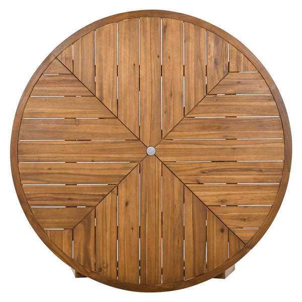 English Elm 5-Piece Acacia Wood Outdoor Dining Set with Water-Resistant Cushions, Umbrella Hole, Beige Comfort N719Z000210A