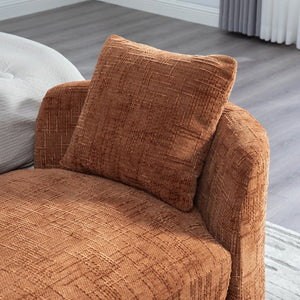 English Elm 77.17" Chenille Chaise Bench with Bolster Pillows Rubberwood Base for Bedroom Lounge W3189S00041