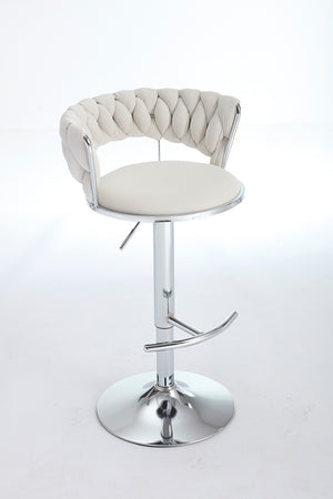 English Elm Set of 2 Velvet Bar Stools with Chrome Base Swivel Height Adjustment Plush Cushion Modern Comfort Cream W1249P247722