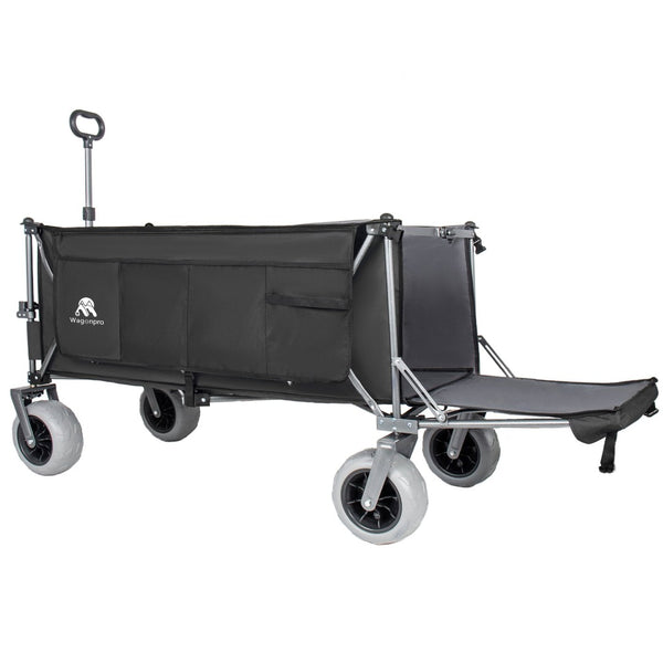English Elm 67in Heavy Duty Utility Wagon with Extendable Tailgate and All Terrain Wheels 500lb Capacity Black+ Gray W2932P417660