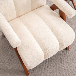English Elm Mid-century Modern Chenille Accent Chair Cloud Silhouette Oak Frame Living Room Lounge W1170P425382