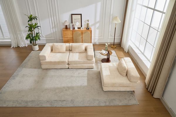 English Elm Compression Convertible Floor Sofa Bed - Stylish Chenille Modular Seating For Small Spaces & Guests W3723S00014