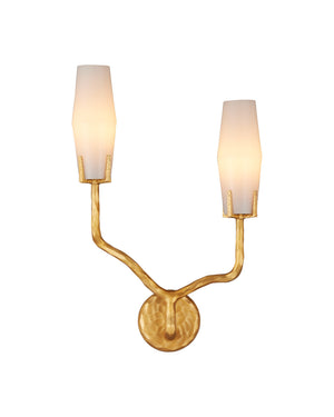 Currey & Company Mathilda Wall Sconce - Artful Brass Lighting With Milky Glass Shades For A Striking Home Accent Gold Glass ,Brass 5000-0285-currey-company