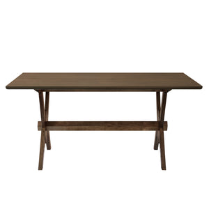 English Elm Christopher Knight Home® - 63" Double V Dining Table with Solid Wood Base, Farmhouse Rustic Grain, Seats 6, Durable Dovetail Craftsmanship Walnut N771P330587T