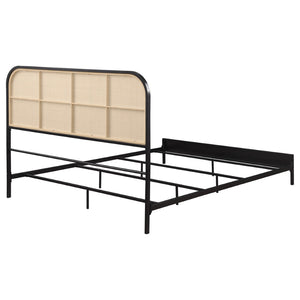English Elm Kenneth Queen Bed Woven Rattan Headboard Steel Frame Coastal Boho Bedroom Accent B062P440084