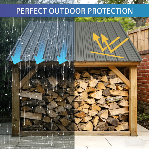 English Elm 10 Corrugated Galvanized Steel Roof Panels Weather Resistant Gazebo Pergola Cover W3213P431245