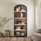 Chantelle Modern Arched Bookcase with Open Shelves Black WECHA41OS1BL0 Walker Edison