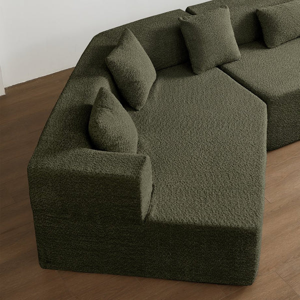 English Elm 127.5'' Modern Minimalist Sectional Cloud Couch with Deep Foam Comfort, Modular Design, No Assembly Needed Emerald W848S00044