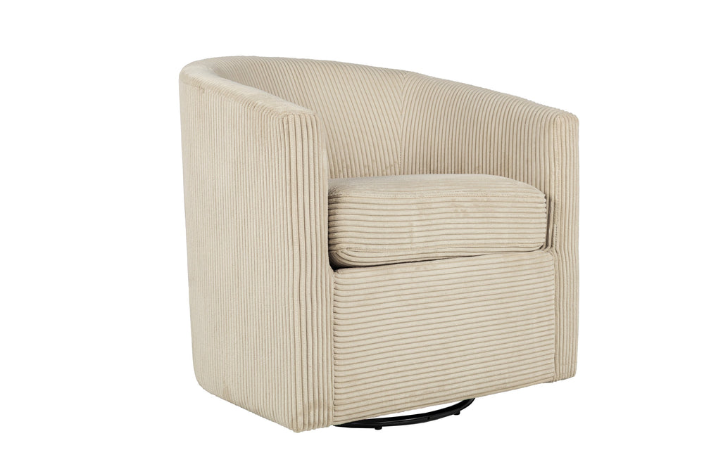 English Elm Beige Corduroy Swivel Accent Chair with U-Backrest, 360° Rotation, Plush Cushion, Compact Modern Design B011P370421