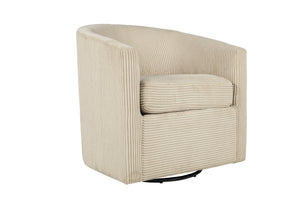 English Elm Beige Corduroy Swivel Accent Chair with U-Backrest, 360° Rotation, Plush Cushion, Compact Modern Design B011P370421