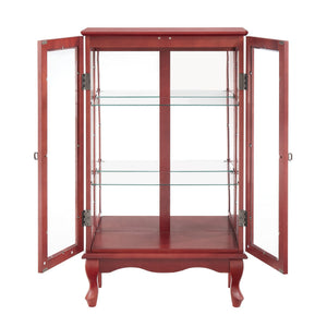 English Elm Elegant Illuminated Curio Cabinet with Tempered Glass, Mirrored Back, Adjustable Shelves & Anti-Tip Strap Cherry W1758P300123