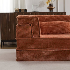 English Elm Compression Mahjong Sofa - Versatile Modular Floor Sofa Bed In Orange, Plush Memory Foam Comfort W3723P377144