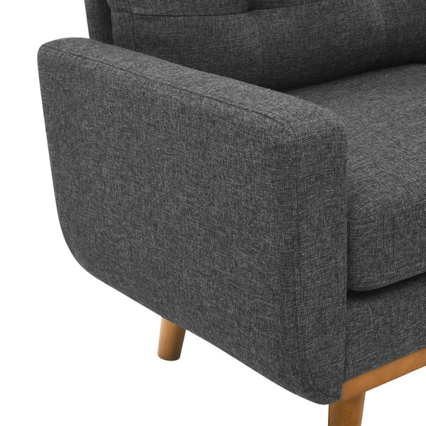 English Elm 67.7" Tufted Button Mid-century Loveseat with Splayed Wood Legs for Living Rooms B355P428571