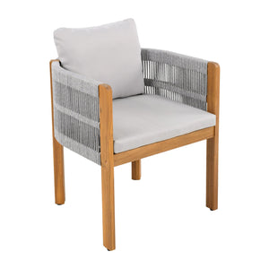 English Elm Christopher Knight Home® - Acacia Outdoor Dining Chairs Set of 2 with Rope Handles, Waterproof Washable Cushions, 400 lb Capacity Grey,Teak N779P279983G