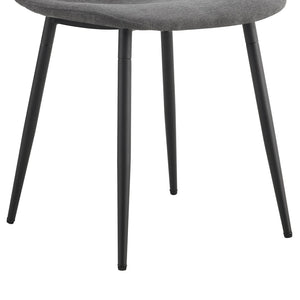 English Elm Table 7-Piece Modern Minimalist Dining Set: 42" Round Walnut Table & 6 Dark Gray Linen Chairs W1151S03754-GIGA