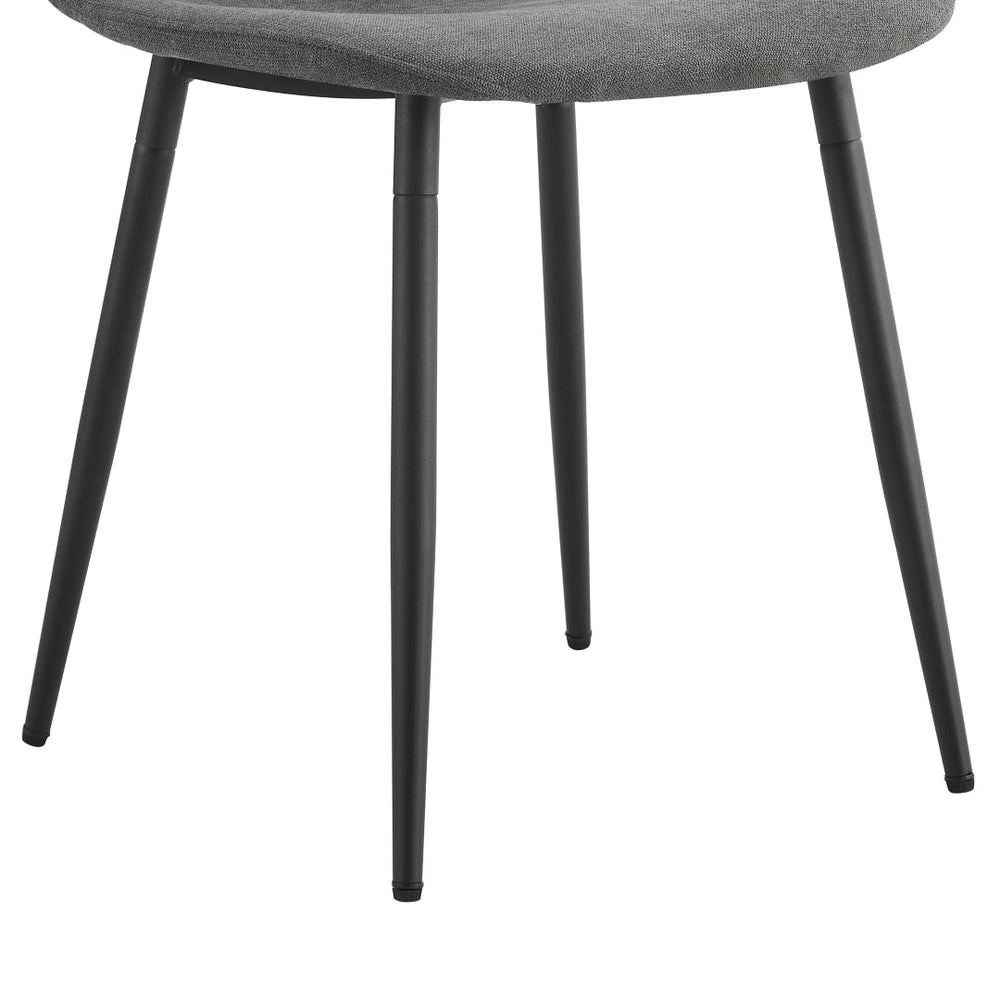 English Elm Table Set - 42" Modern Round Dining Table With 4 Dark Gray Linen Chairs & Sturdy Black Metal Legs W1151S03753-GIGA