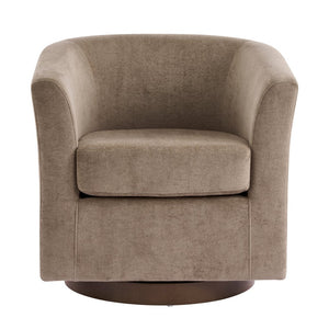 English Elm Halo Velvet Barrel Swivel Accent Chair with Bentwood Ring Base for Living Rooms Light Brown N776P378583B