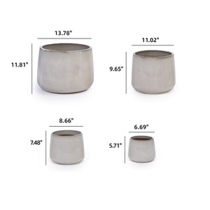 English Elm 4 Pieces Ceramic Flowerpot Set with Hand-Glazed Finish, Precision Molded Planters for Patio Decor Ameican White Oak W3273P321578