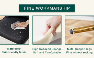 English Elm Table Set: 31.5-Inch Elegant White Marble Round Dining Table With 4 Black Pu Chairs For Chic Dining W1151S02497-GIGA