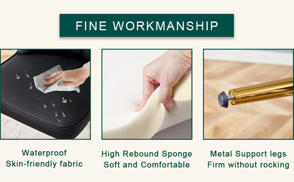 English Elm Table Set: 31.5-Inch Elegant White Marble Round Dining Table With 4 Black Pu Chairs For Chic Dining W1151S02497-GIGA