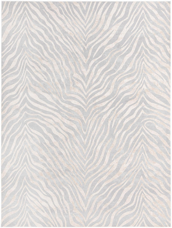 Unique Loom Finsbury Meghan Machine Made Animal Print Rug Gray and Ivory,  9' 0" x 12' 2"