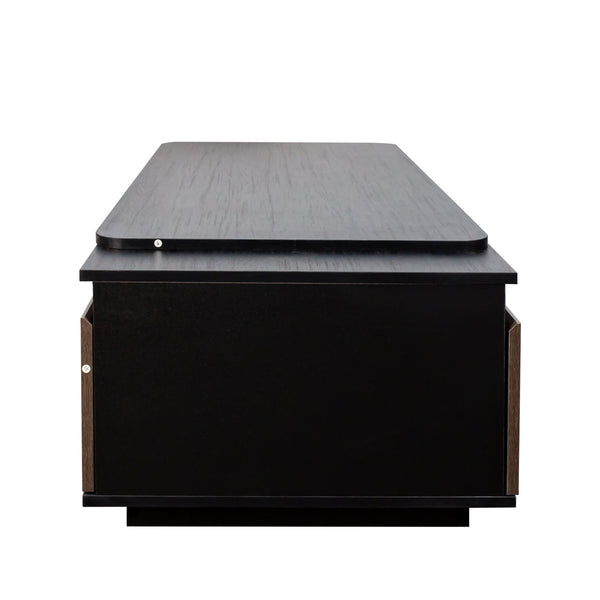 English Elm Extendable Coffee Table with 2 Drawers, Width-Adjustable Wooden Center Table for Living Room Storage Elegance W331P262583