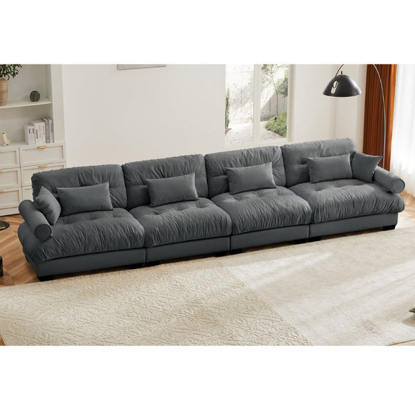 English Elm Super Comfort Oversized Modular Velvet Sectional Sofa – Luxurious Cloud-Like Seating With Arm Support W714S01128-GIGA